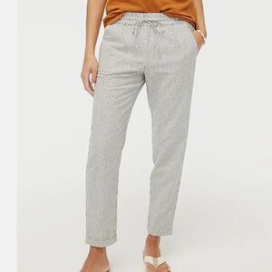 Jcrew striped linen blend drawstring waist band pants 24" inseam